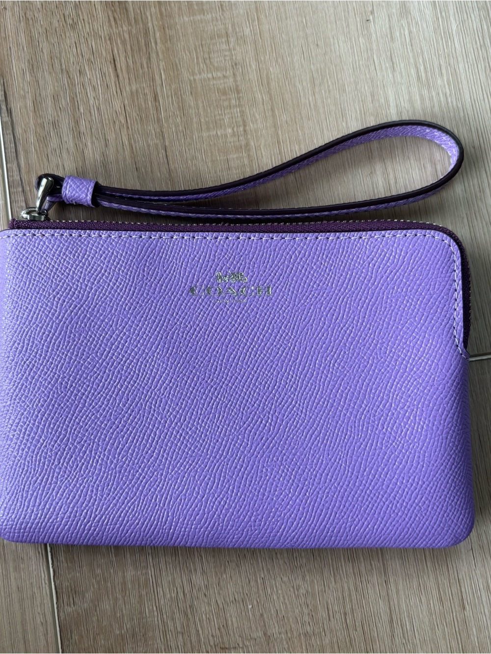 Coach Lavender Pebbled Leather Wristlet